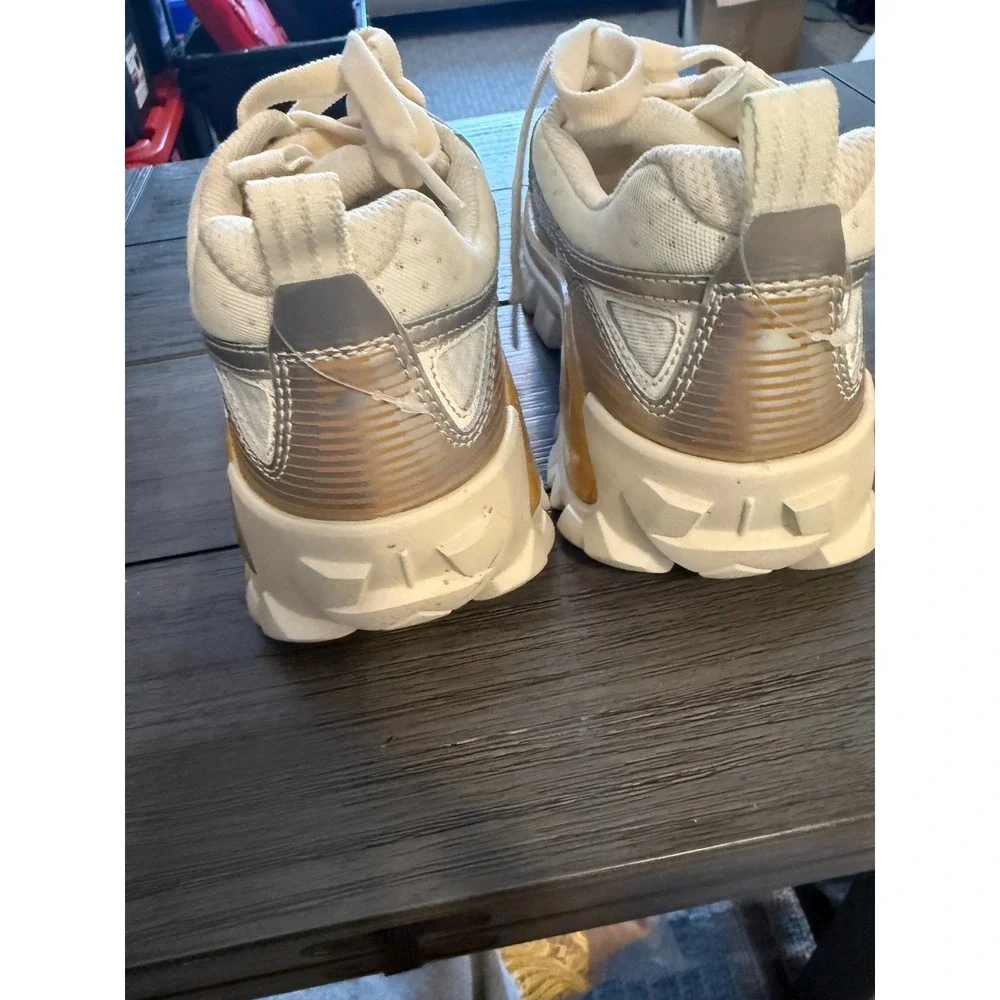 CAT Caterpillar Kaden Sneaker Women Size‎ 8 White Gold Chunky Sole Comfort
